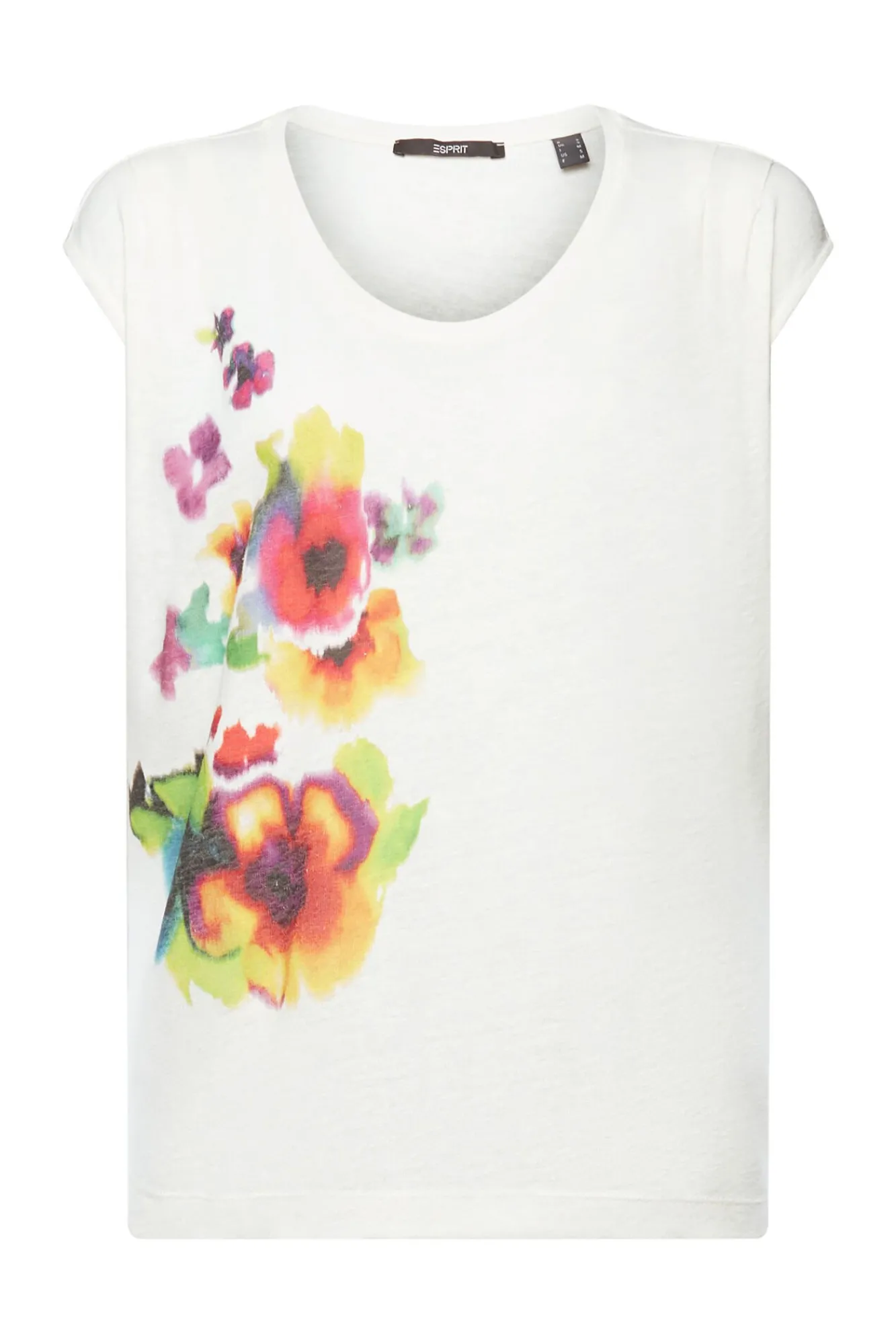 Camiseta Lino Manga Corta Estampada^Esprit Online