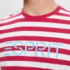 Camiseta Rayas Y Logo Algodon Organico^Esprit Clearance