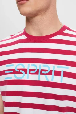 Camiseta Rayas Y Logo Algodon Organico^Esprit Clearance