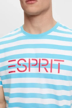 Camiseta Rayas Y Logo Algodon Organico^Esprit Clearance