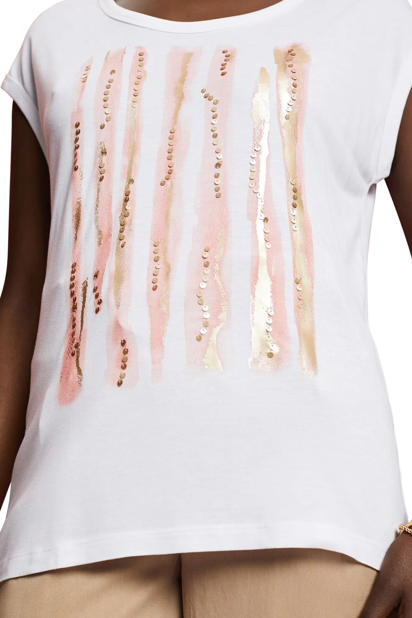Camiseta Viscosa Manga Corta Con Lentejuelas^Esprit Discount