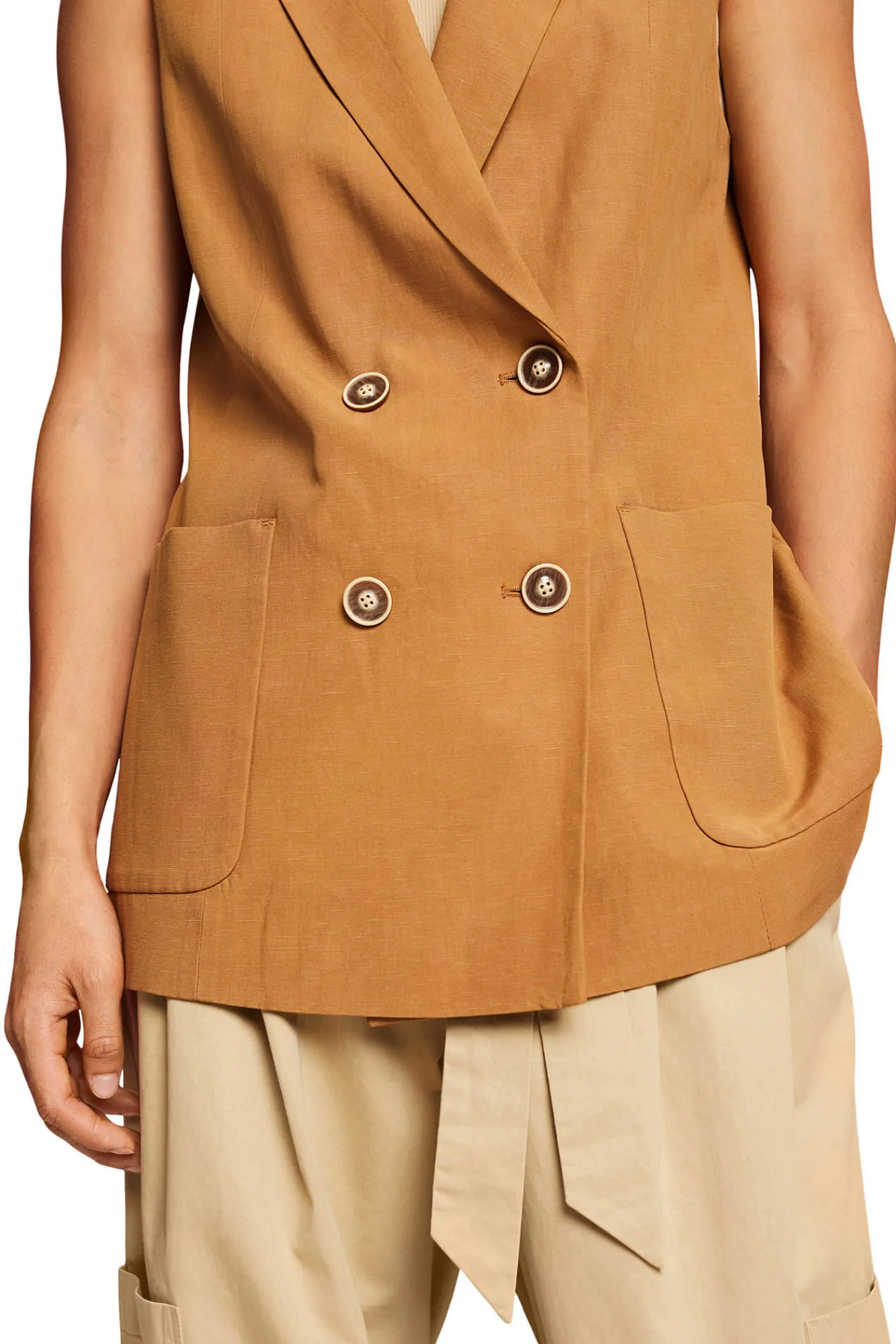 Chaleco Cruzado Tencel™ Regular Fit^Esprit Clearance