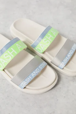 Chanclas Tiras Logo Azul/ Lima^Dash and Stars New
