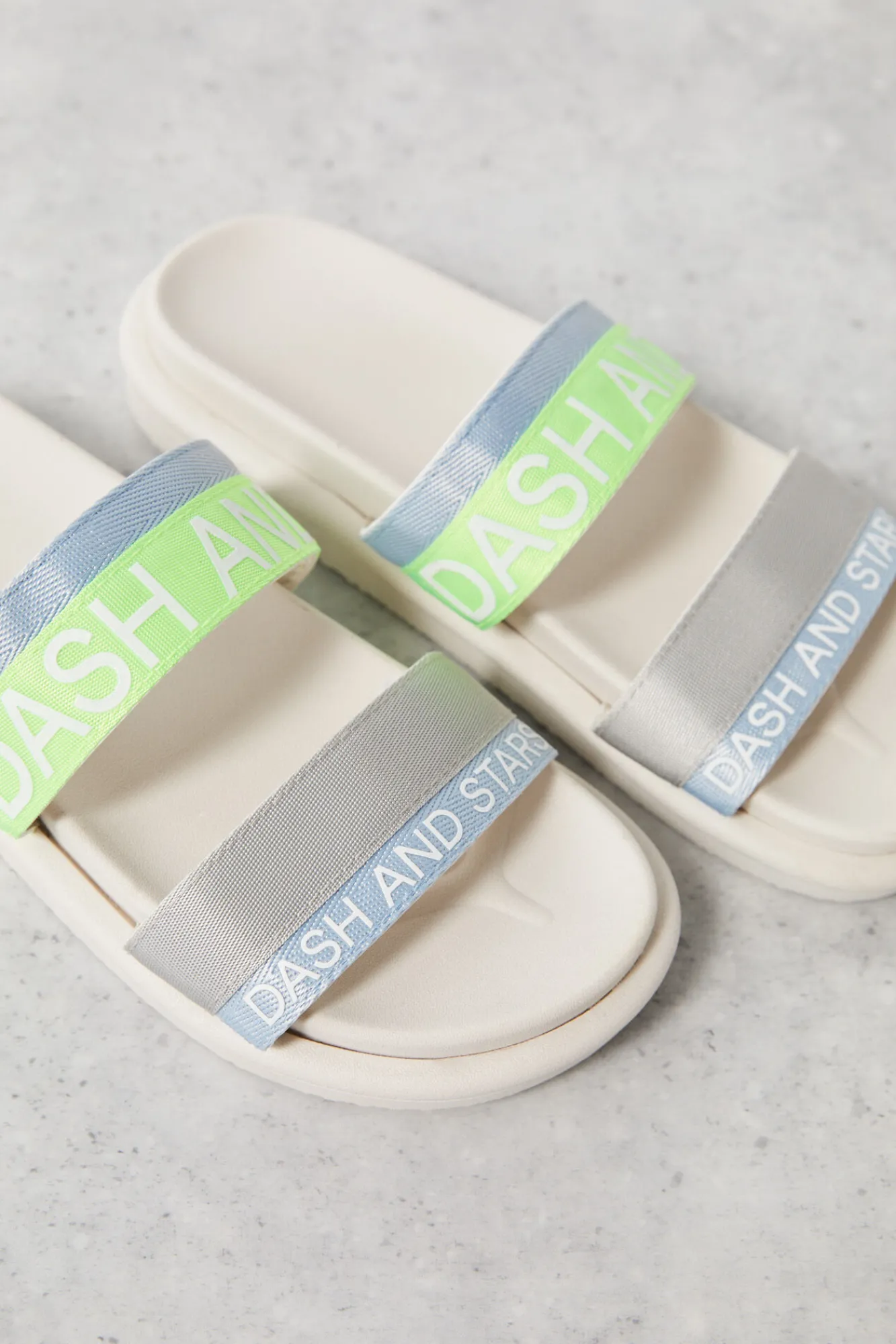 Chanclas Tiras Logo Azul/ Lima^Dash and Stars New