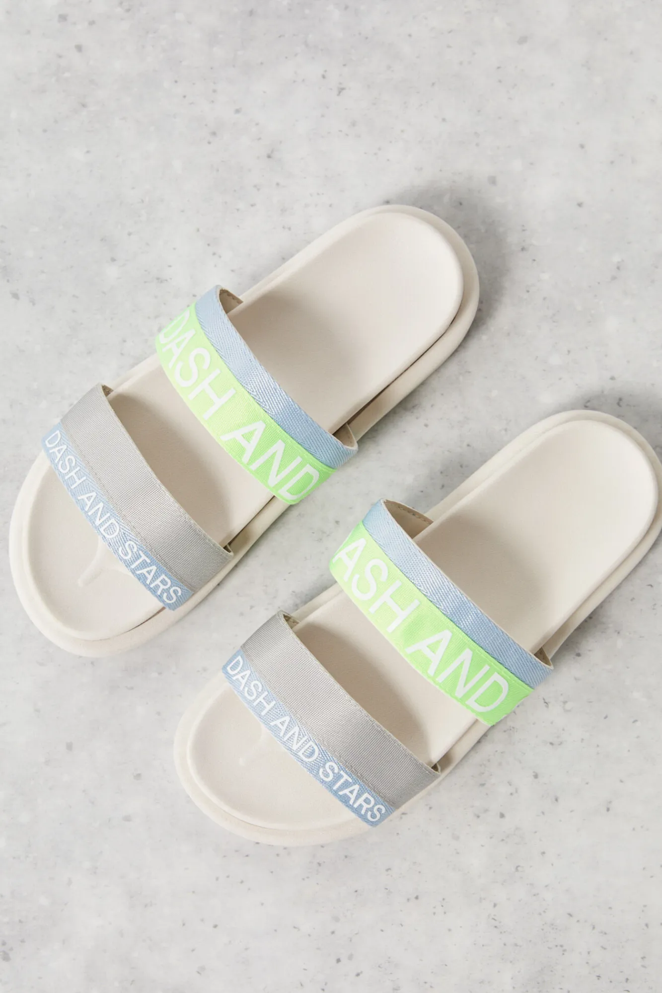 Chanclas Tiras Logo Azul/ Lima^Dash and Stars New