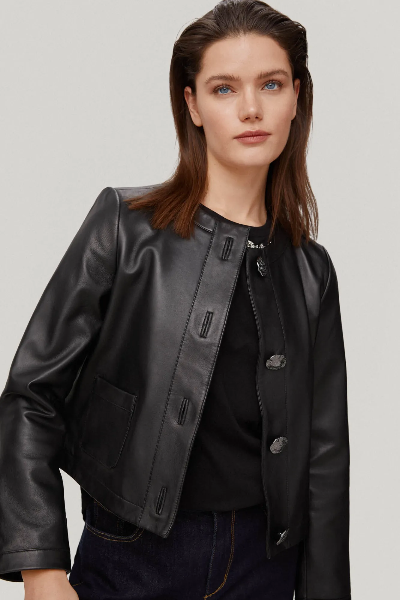 Chaqueta De Piel Con Botones Joya^Pedro del Hierro Best Sale