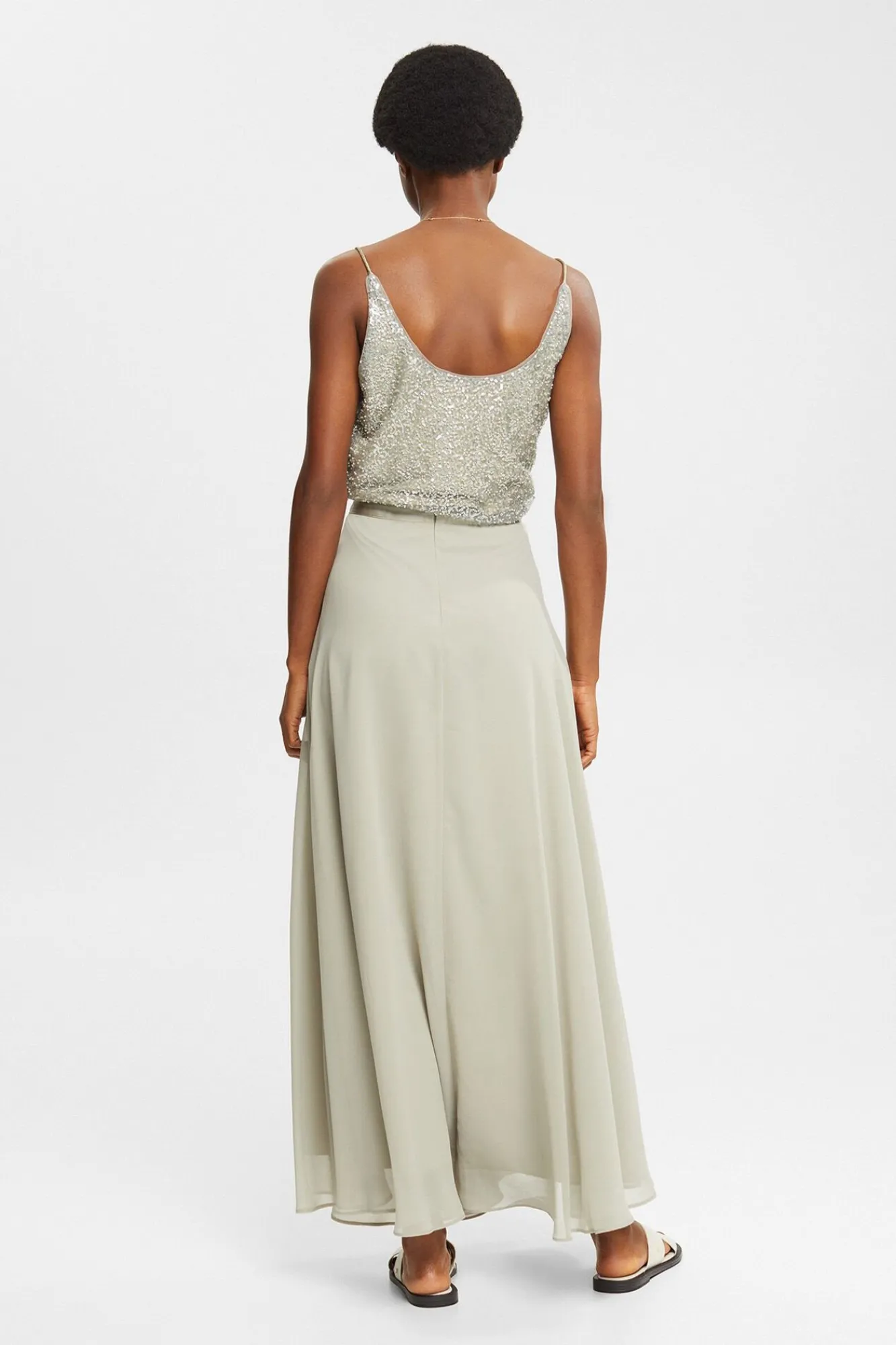 Falda Larga Chiffon Material Sostenible^Esprit Hot