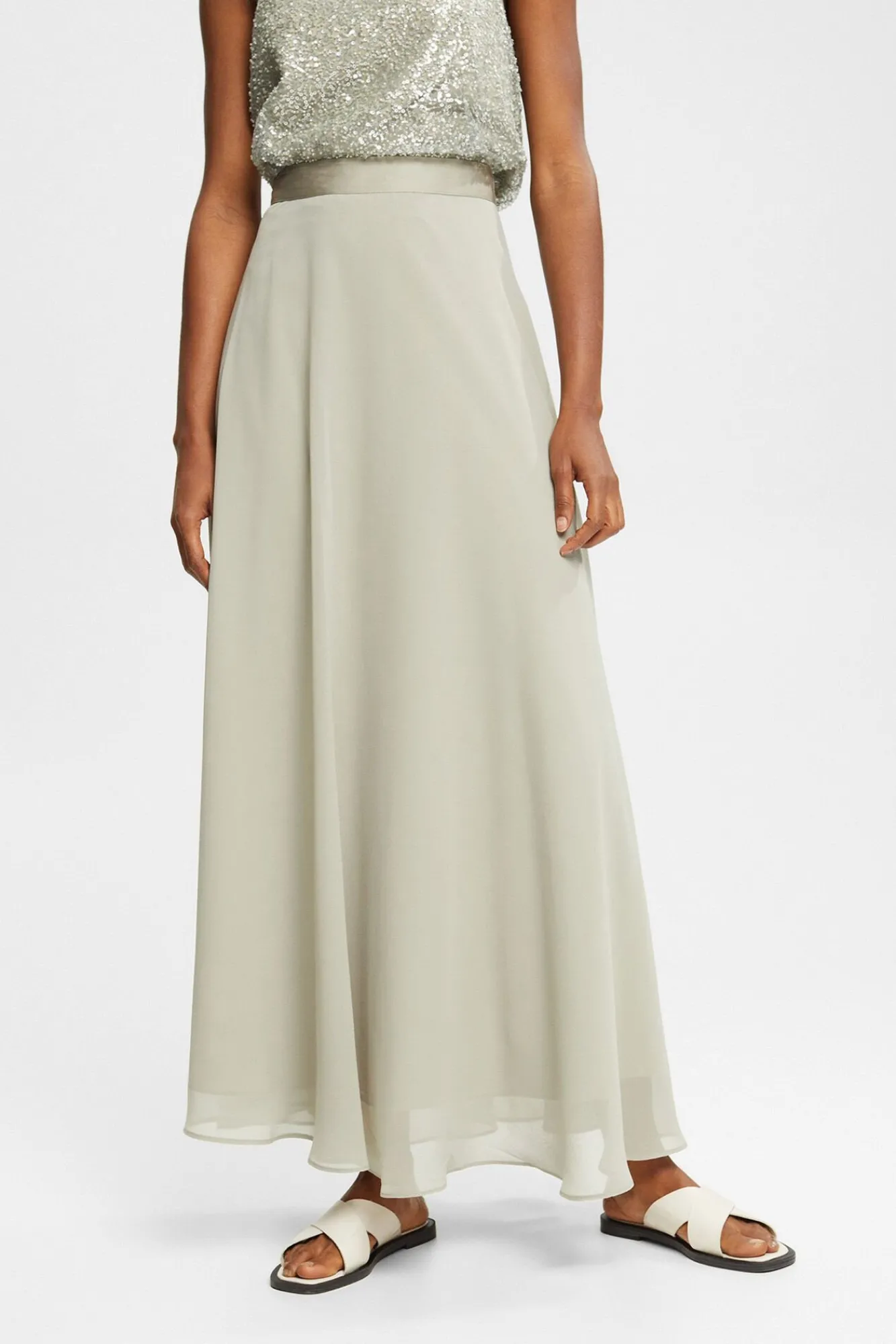 Falda Larga Chiffon Material Sostenible^Esprit Hot