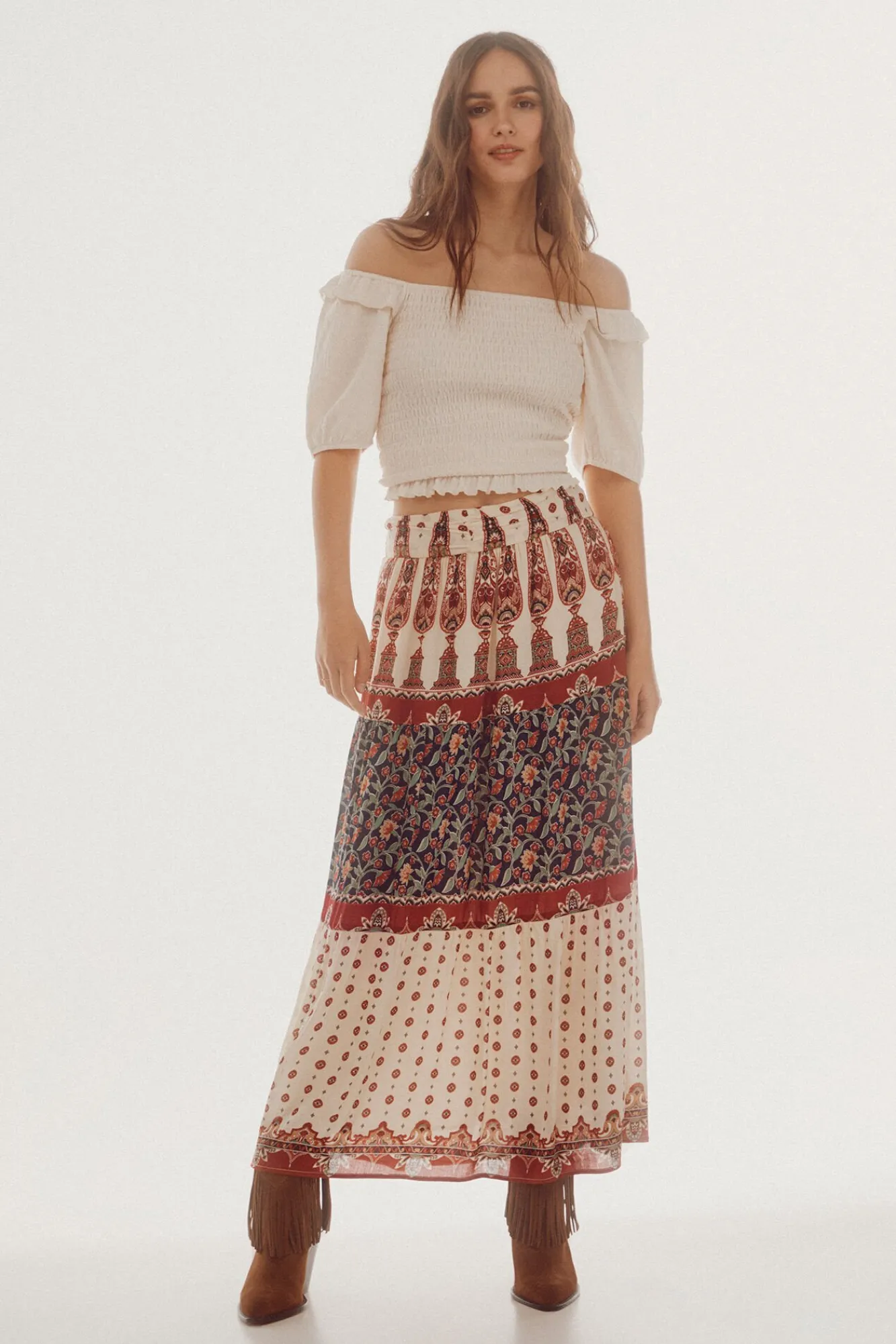 Falda Larga Fluida Estampada^Slowlove Fashion