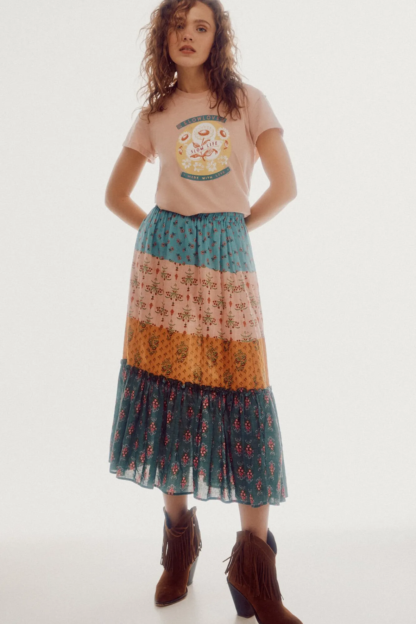 Falda Midi Estampada^Slowlove Cheap