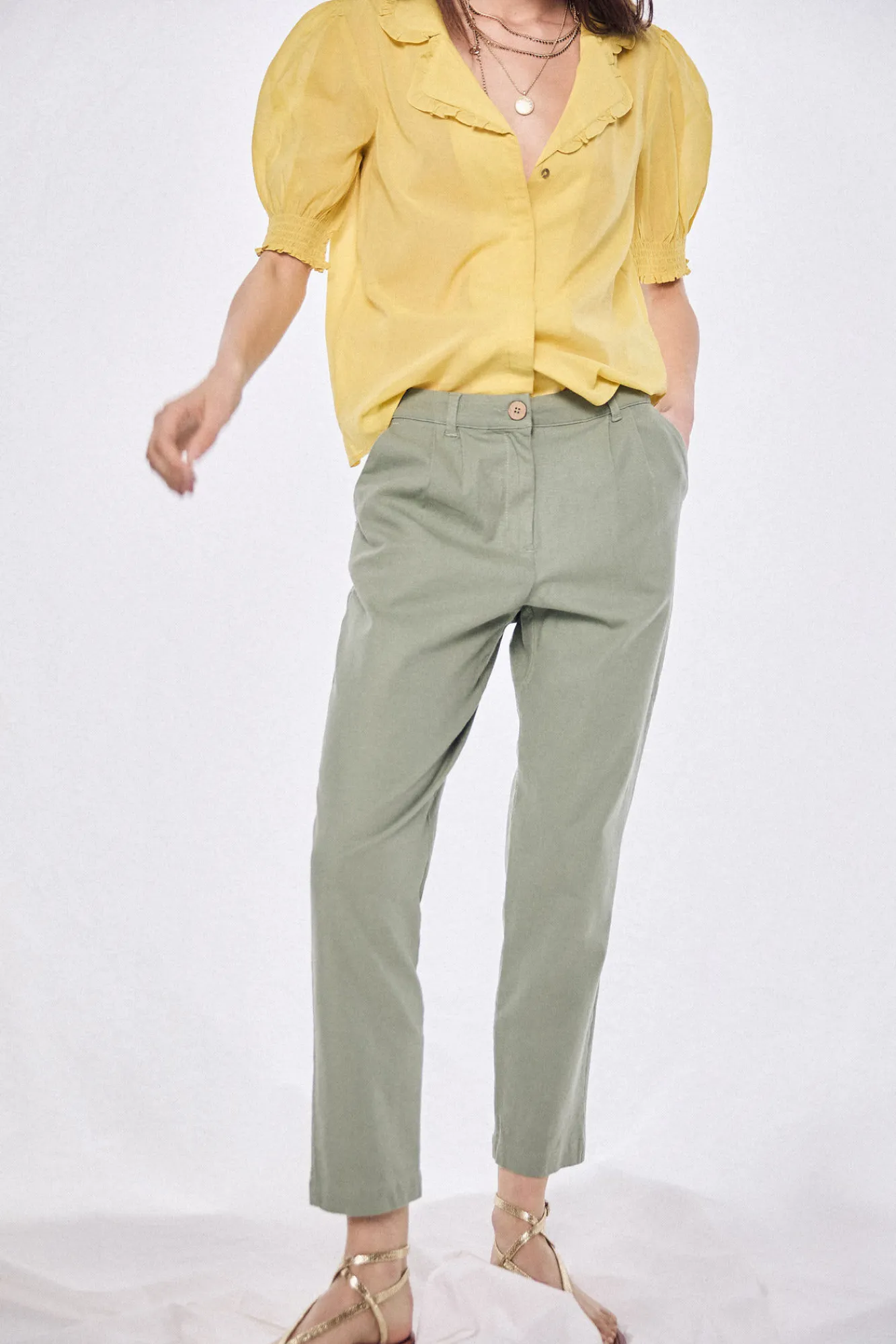 Mamiri Pantalon Pitillo En Mezcla Lino^Hoss Intropia Cheap
