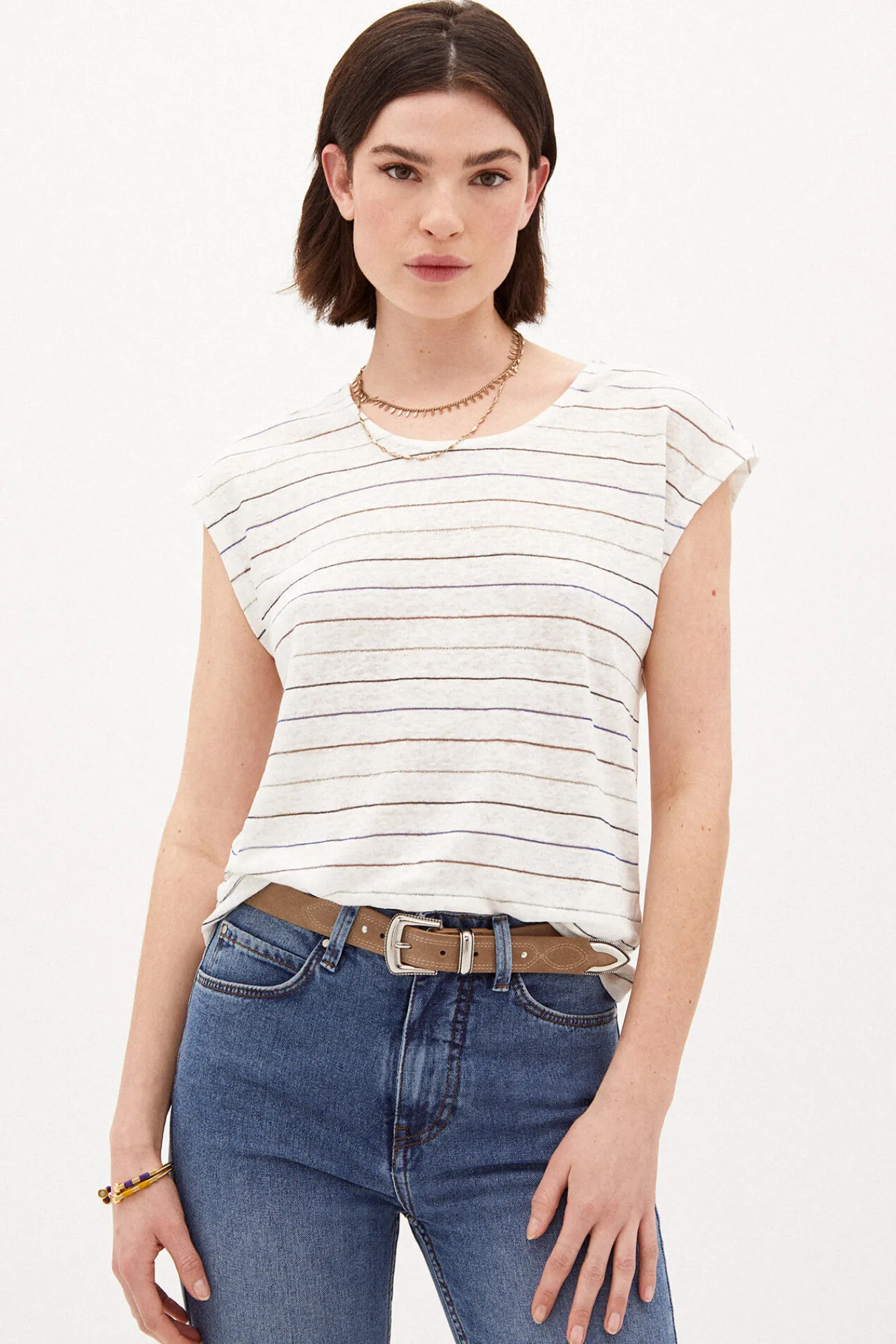 Margot Camiseta De Lino Rayas^Hoss Intropia Store
