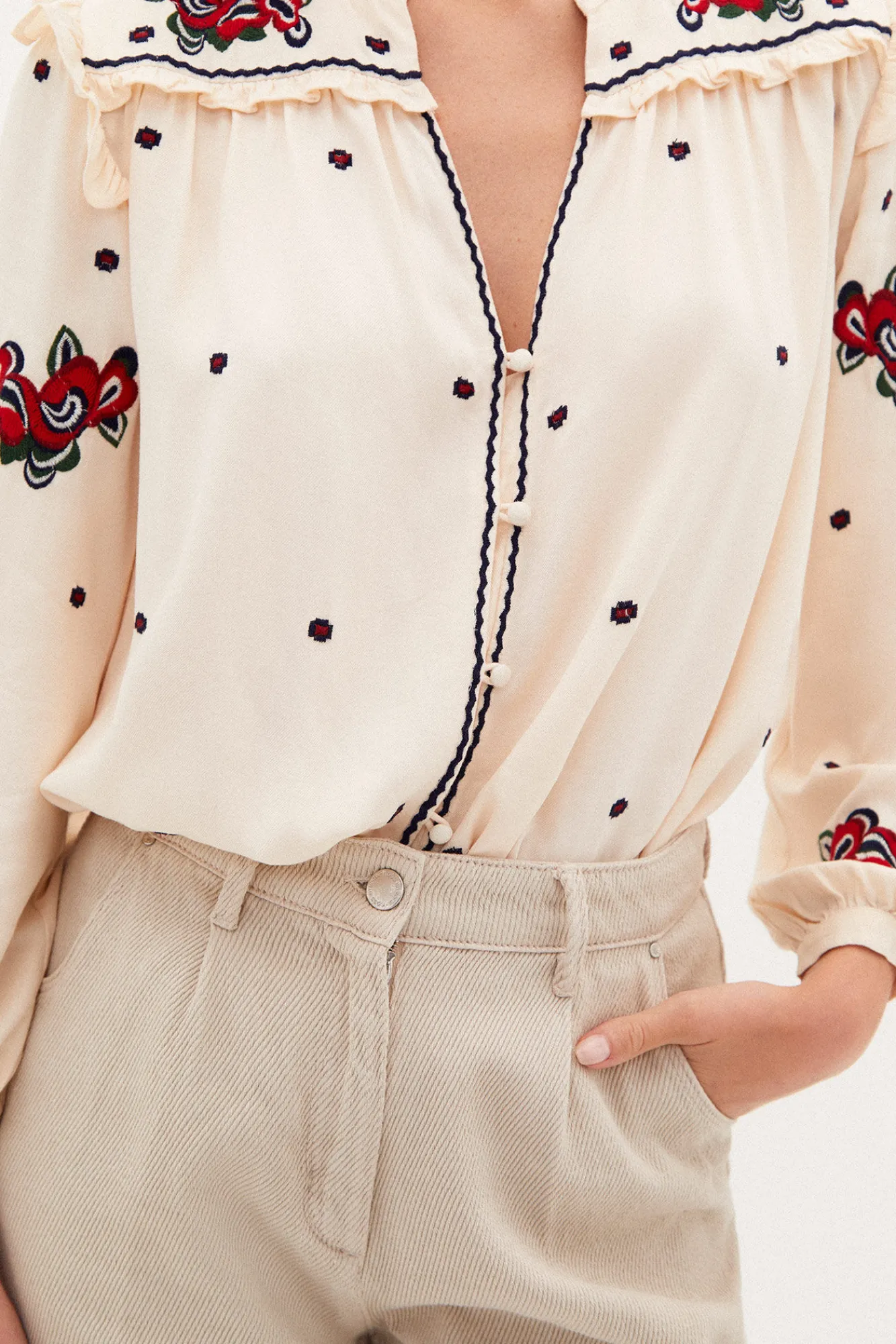 Marina Blusa Fluida Con Bordados^Hoss Intropia Shop