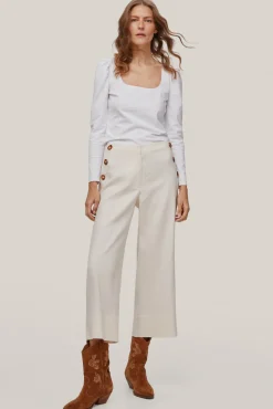 Pantalon Cropped Culotte Con Botones^Pedro del Hierro New