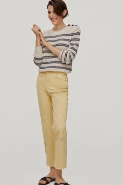Pantalon Vaquero 5 Bolsillos Flare Fit Cropped Bordado^Pedro del Hierro Cheap