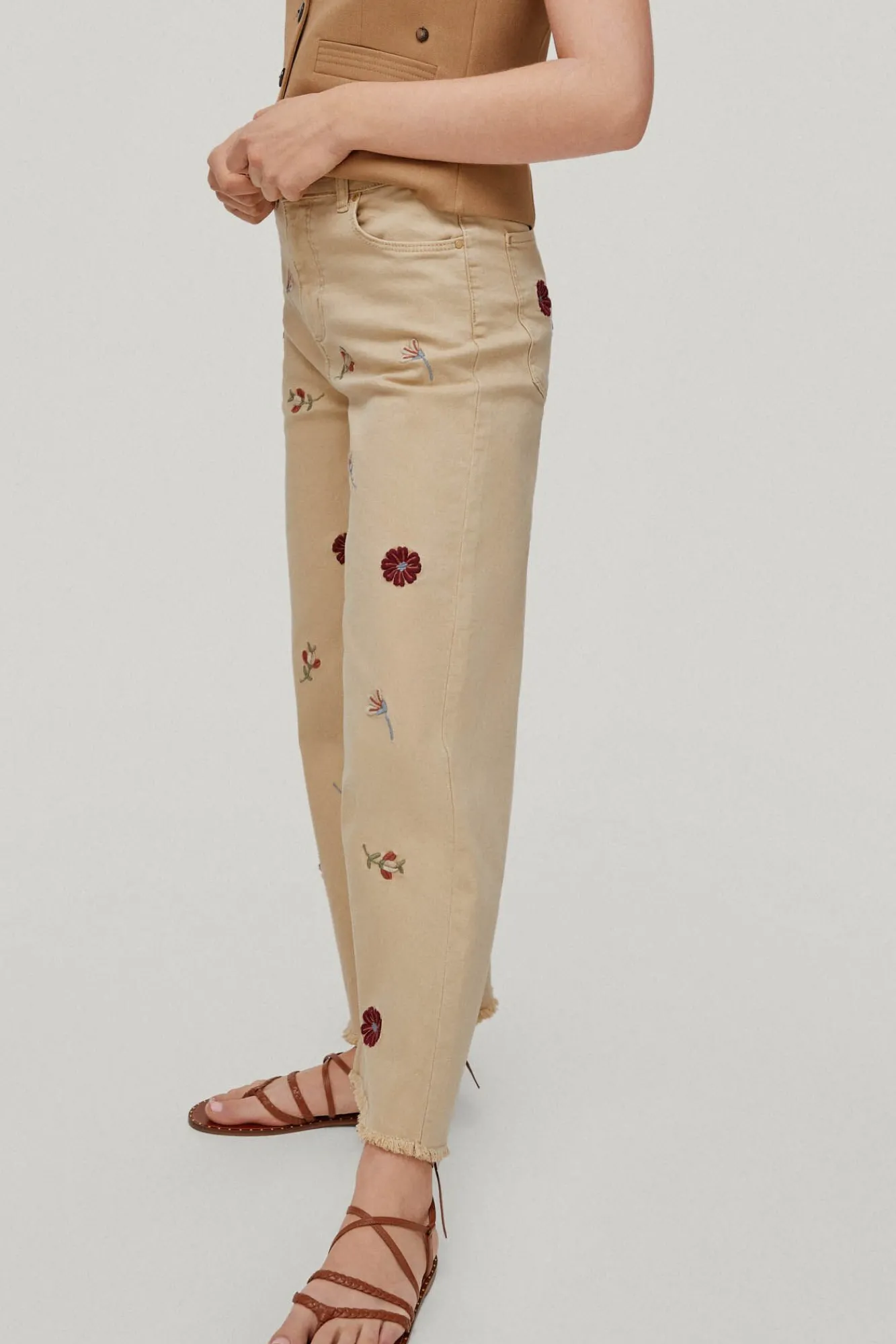 Pantalon Vaquero 5 Bolsillos Leg Flare Cropped Bordado^Pedro del Hierro Flash Sale