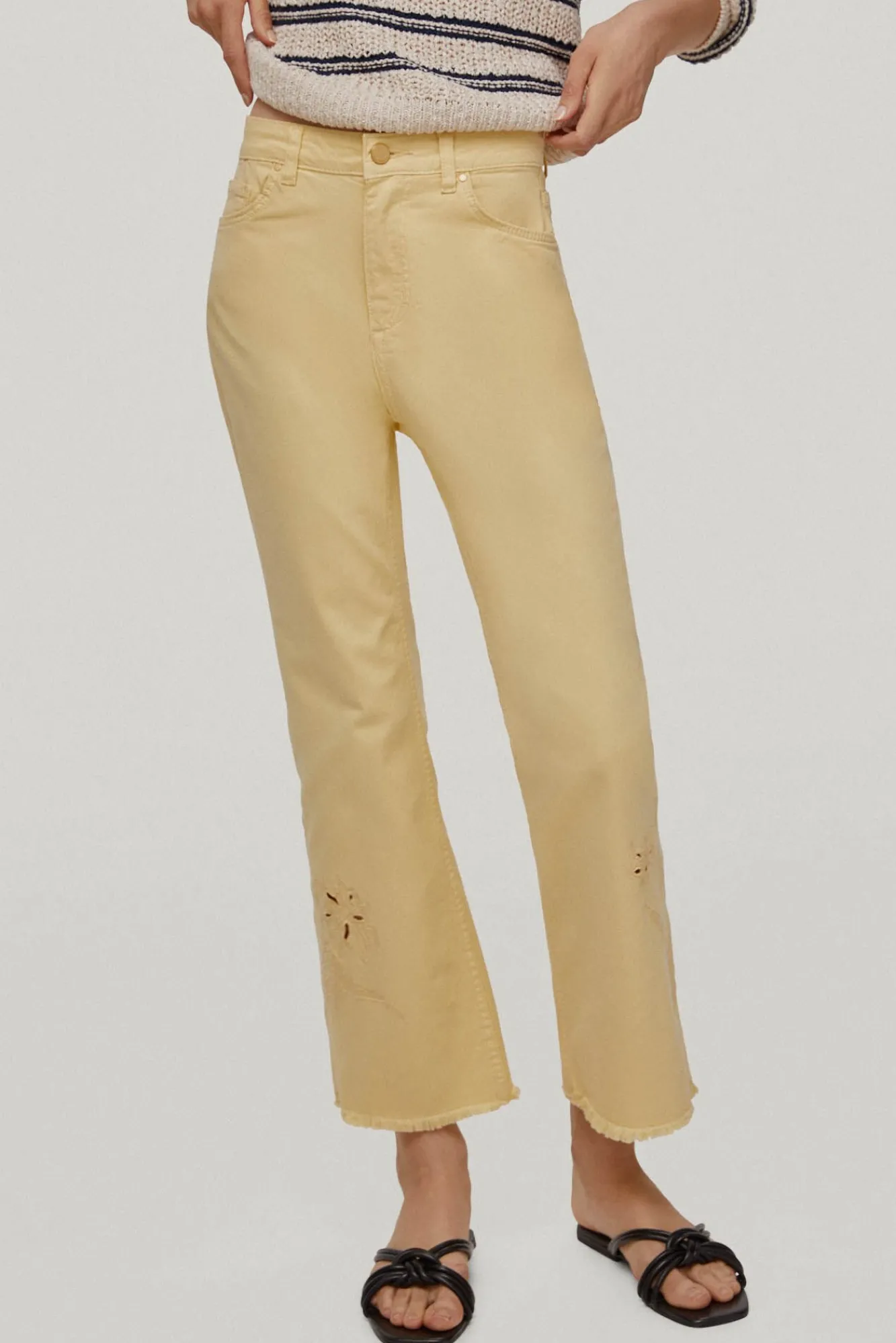 Pantalon Vaquero 5 Bolsillos Flare Fit Cropped Bordado^Pedro del Hierro Cheap