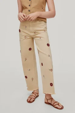 Pantalon Vaquero 5 Bolsillos Leg Flare Cropped Bordado^Pedro del Hierro Flash Sale