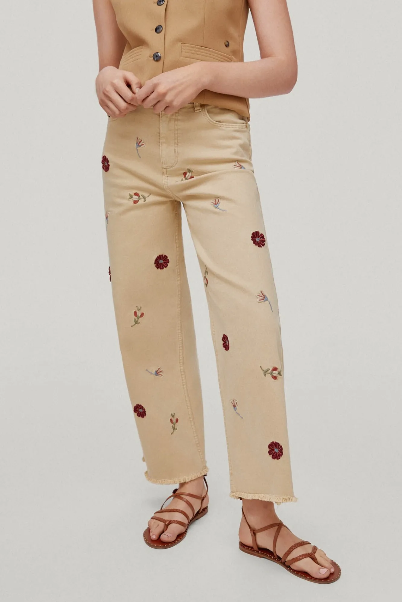 Pantalon Vaquero 5 Bolsillos Leg Flare Cropped Bordado^Pedro del Hierro Flash Sale