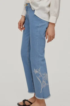 Pantalon Vaquero 5 Bolsillos Flare Fit Cropped Bordado^Pedro del Hierro Shop