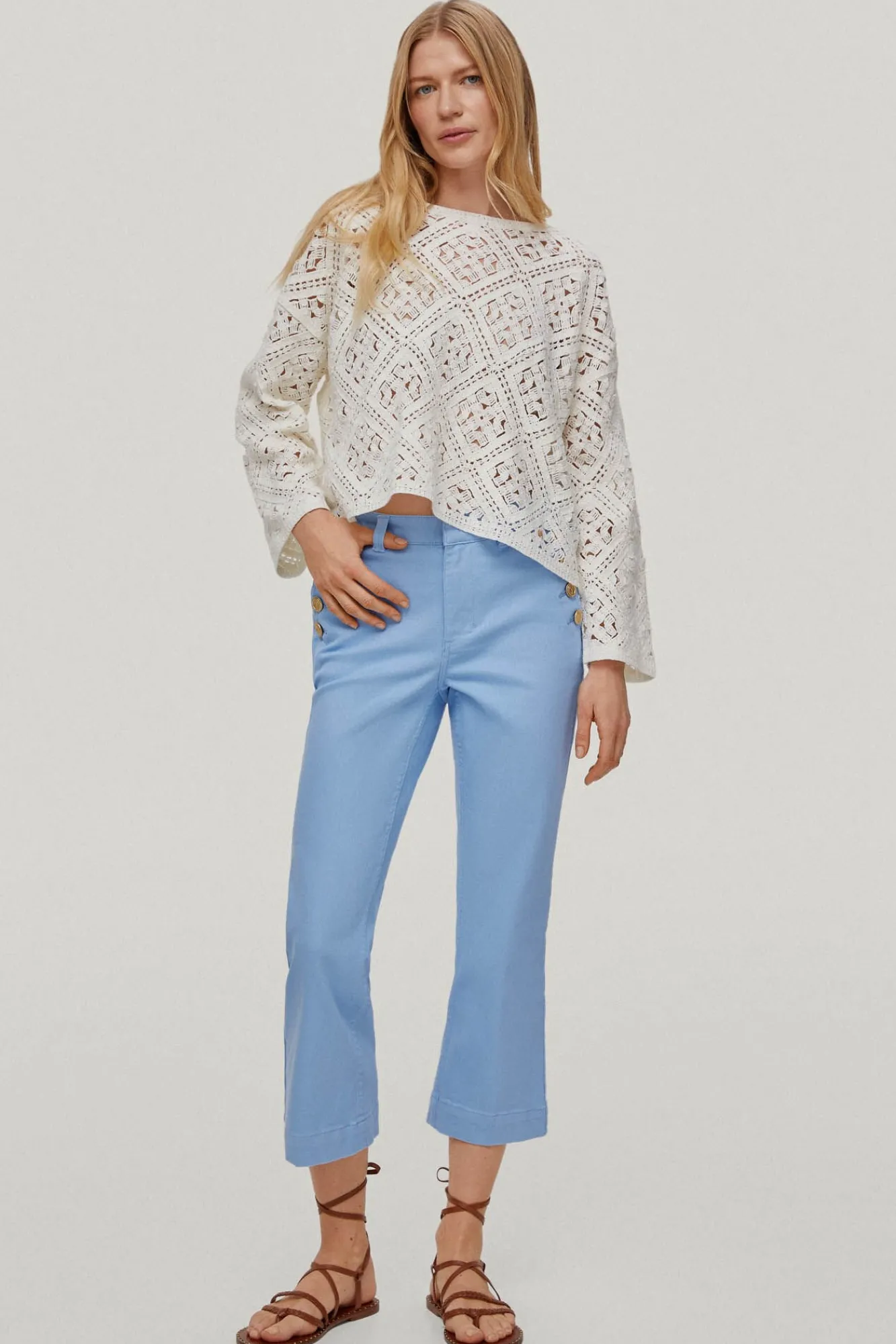 Pantalon Vaquero Botones Straight Fit Cropped^Pedro del Hierro Sale