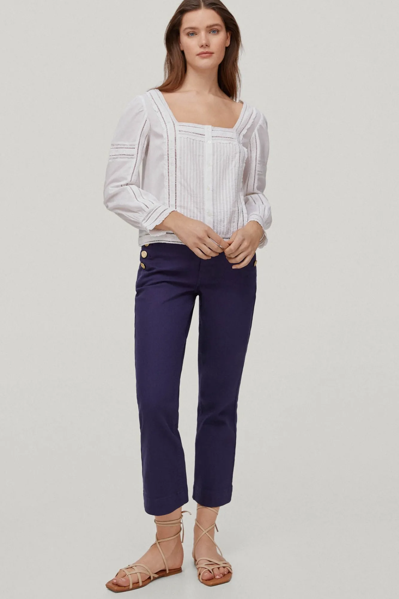 Pantalon Vaquero Botones Straight Fit Cropped^Pedro del Hierro Online