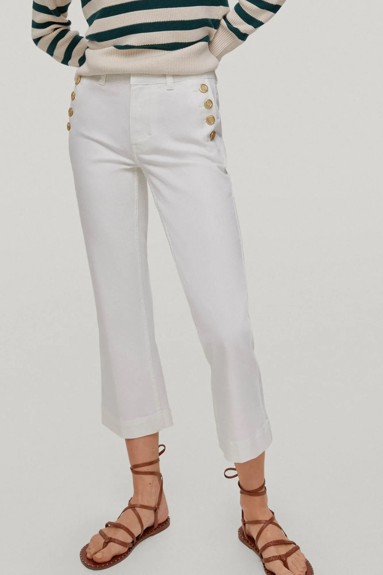 Pantalon Vaquero Botones Straight Fit Cropped^Pedro del Hierro Hot