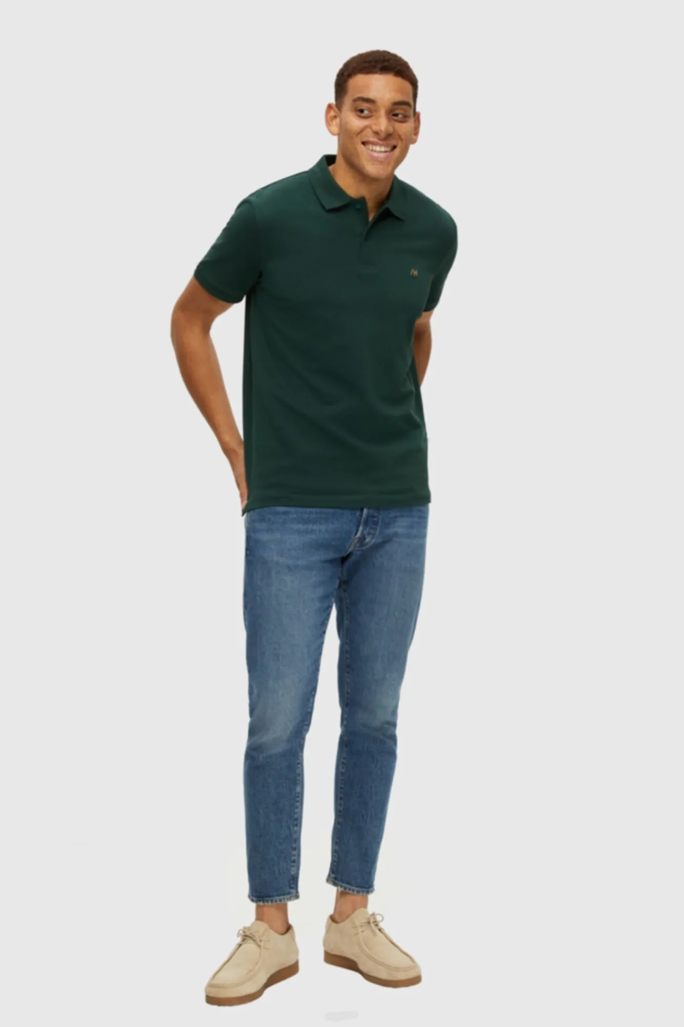 Polo De Algodon Organico Con Logo Bordado^Selected Cheap