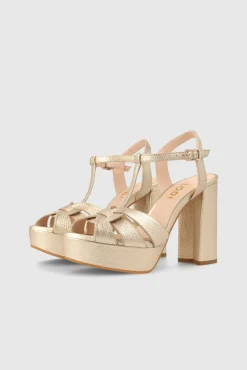 Sandalias Con Plataforma En Piel Dorada^Lodi Fashion