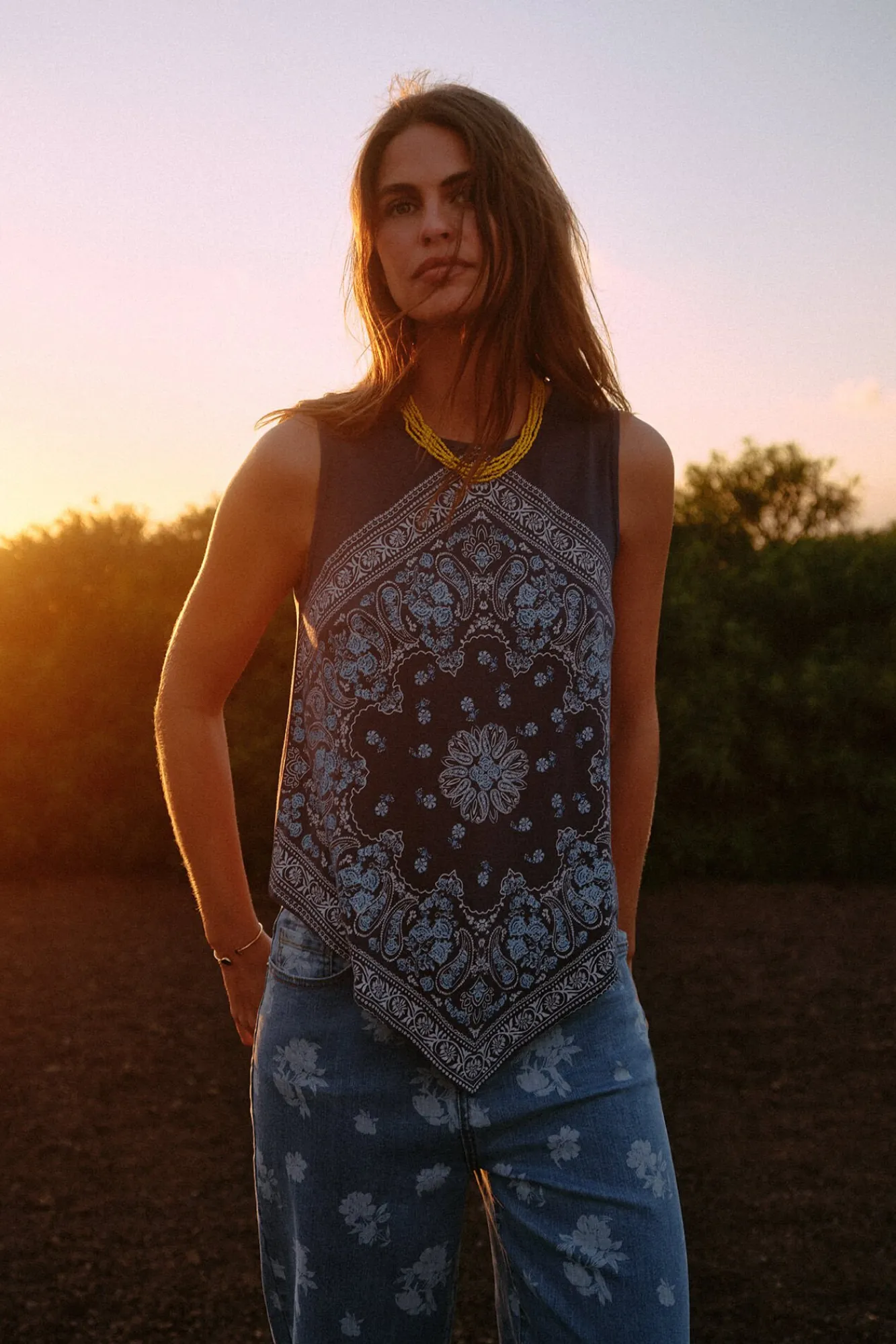 Top Fluido Con Print^Slowlove Cheap