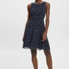 Vestido Corto De Gasa Con Cintura Fruncida^Esprit New