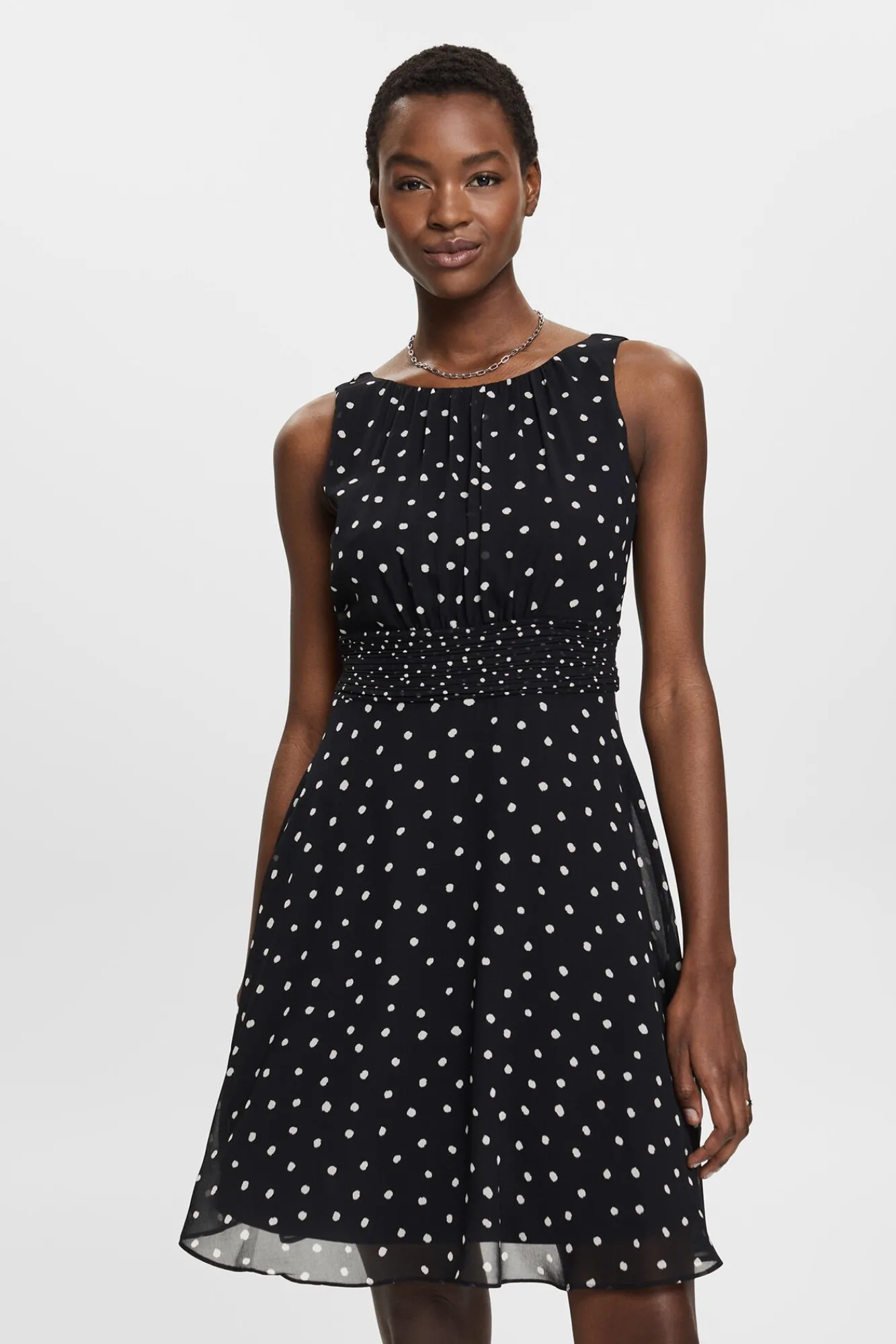 Vestido Corto De Gasa Con Cintura Fruncida^Esprit Fashion