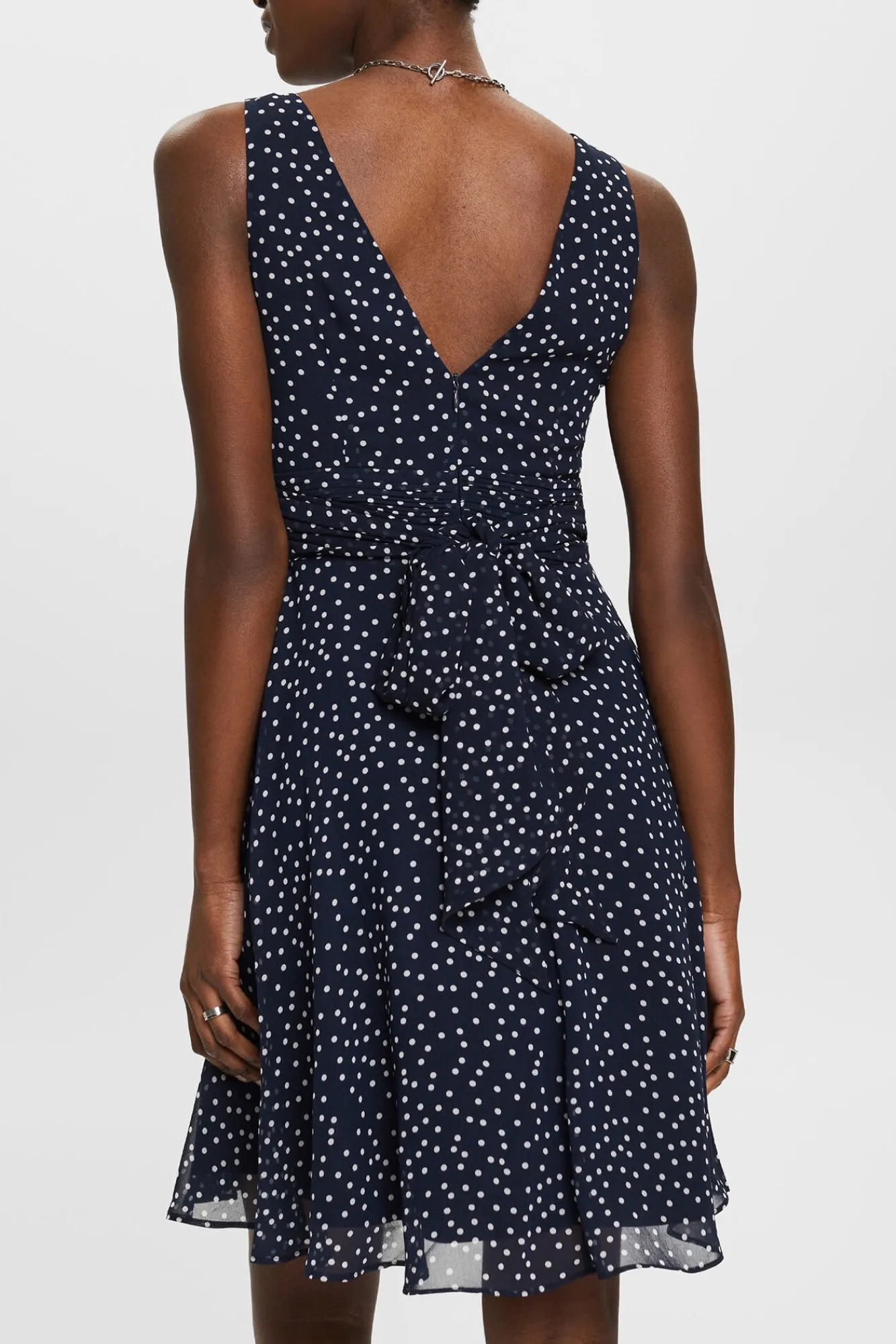 Vestido Corto De Gasa Con Cintura Fruncida^Esprit New