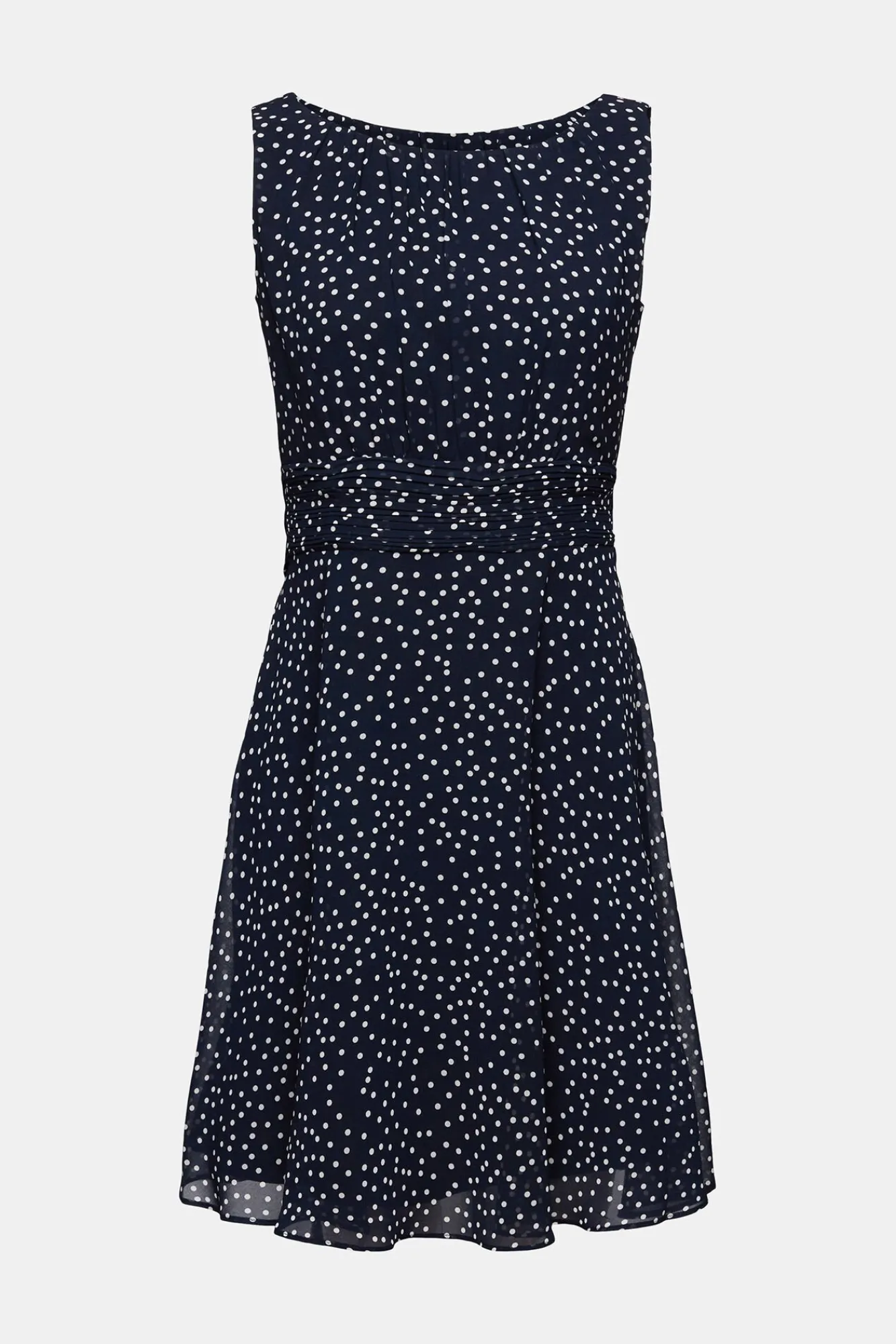 Vestido Corto De Gasa Con Cintura Fruncida^Esprit New