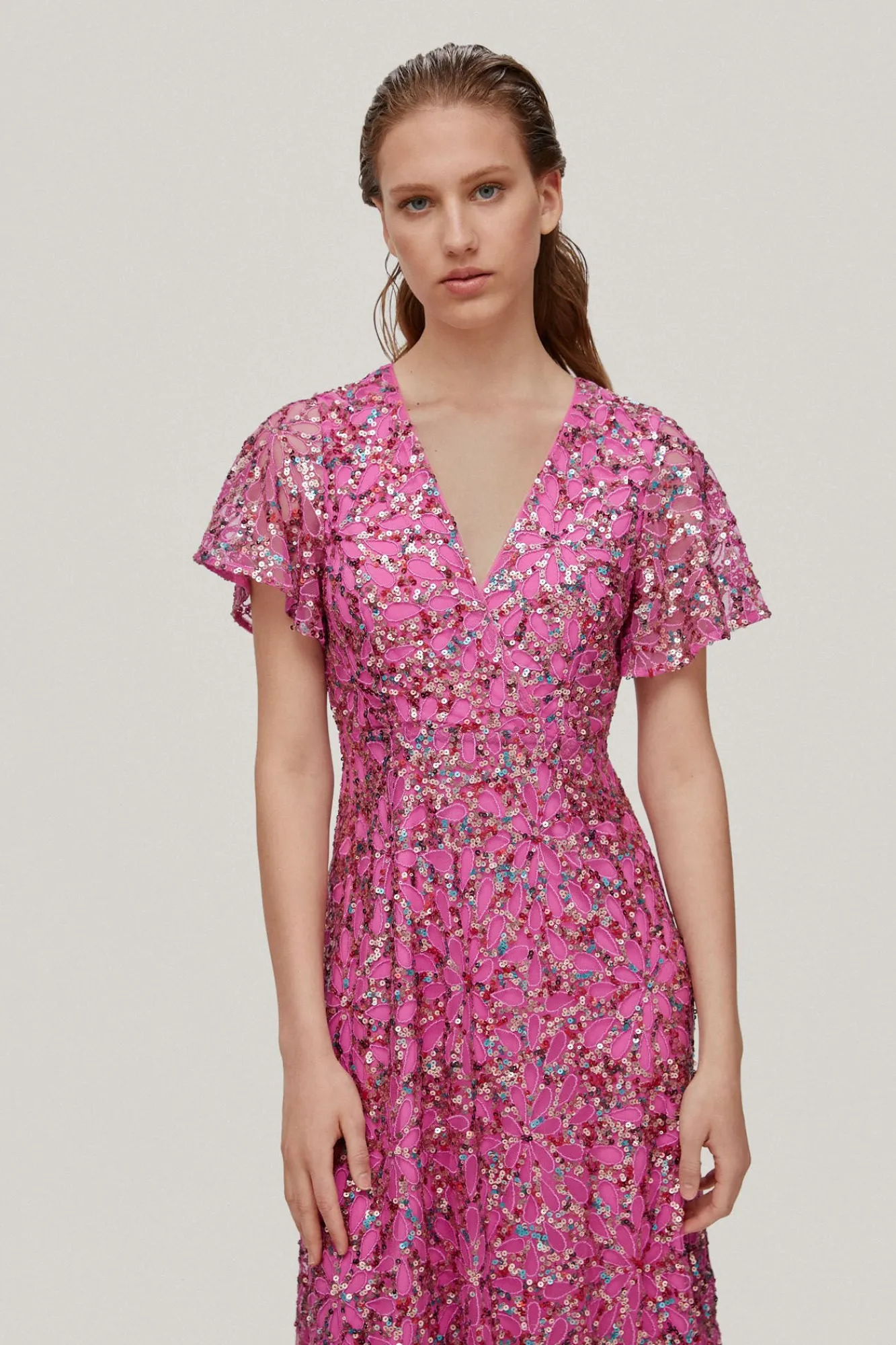Vestido De Lentejuelas Bordado^Pedro del Hierro Hot