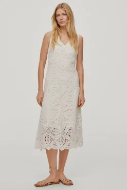 Vestido De Tirantes Tipo Crochet Cuello Pico Y Largo Midi Falda Evase^Pedro del Hierro Flash Sale