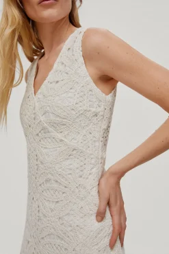 Vestido De Tirantes Tipo Crochet Cuello Pico Y Largo Midi Falda Evase^Pedro del Hierro Flash Sale