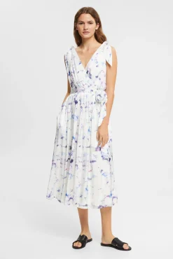 Vestido Drapeado Midi Tirantes Con Viscosa^Esprit Fashion