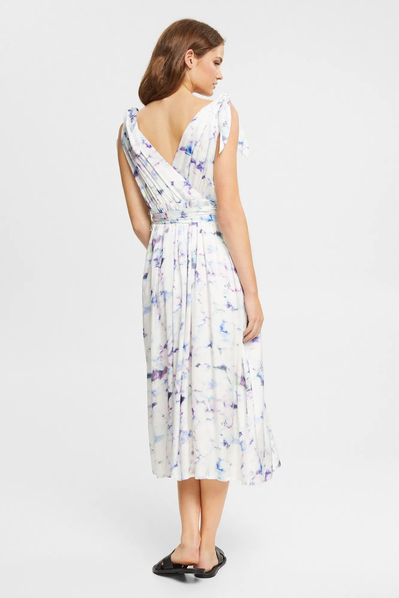 Vestido Drapeado Midi Tirantes Con Viscosa^Esprit Fashion