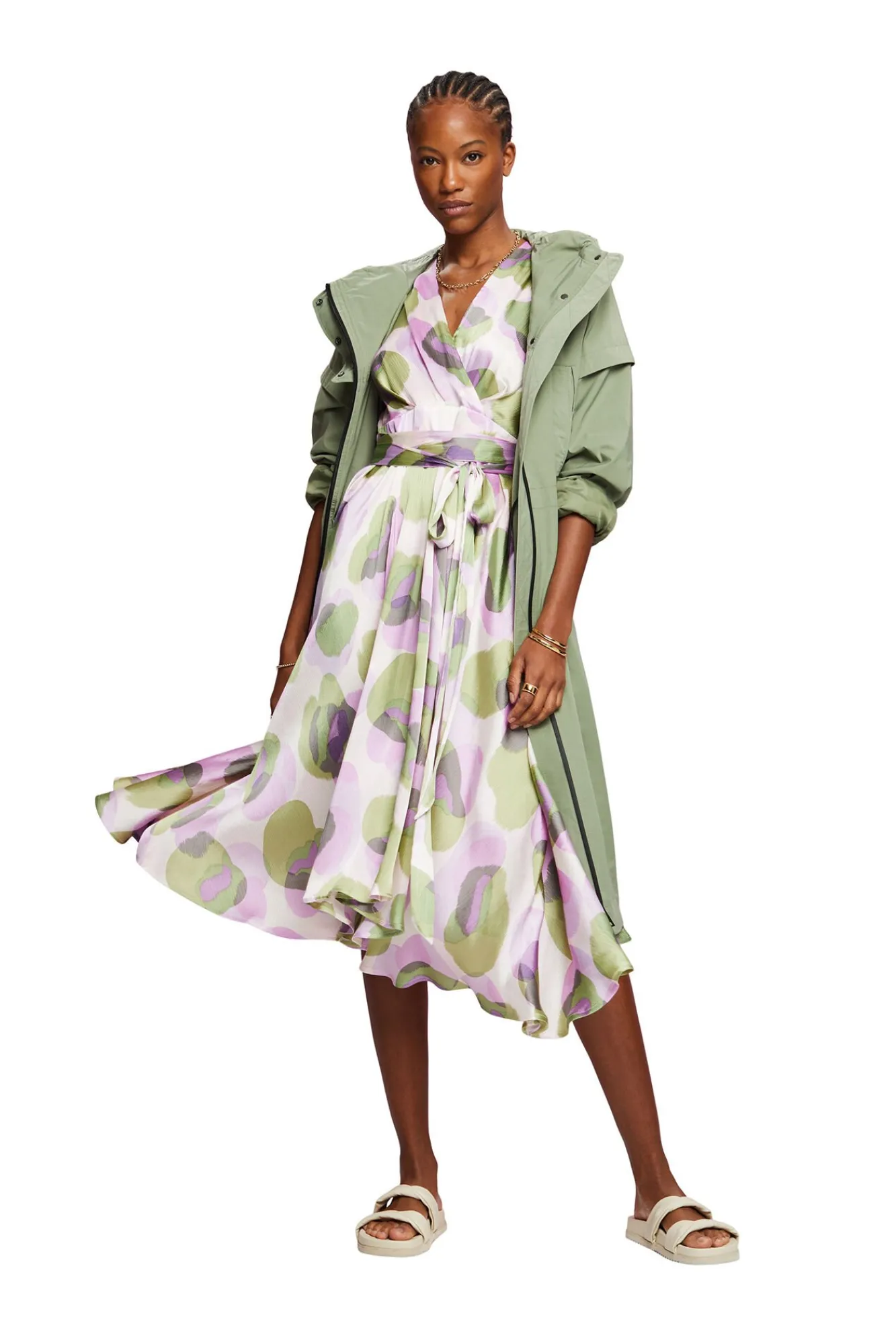 Vestido Largo Estampado Con Lazo^Esprit Clearance