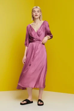 Vestido Midi Satinado Manga 3/4^Esprit Cheap