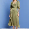 Vestido Midi Satinado Manga 3/4^Esprit Shop