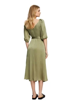 Vestido Midi Satinado Manga 3/4^Esprit Shop