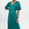 Vestido Midi Satinado Viscosa^Esprit New