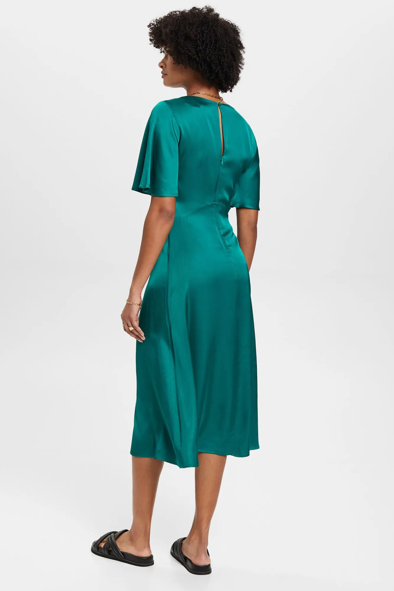Vestido Midi Satinado Viscosa^Esprit New
