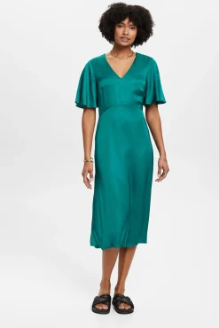 Vestido Midi Satinado Viscosa^Esprit New