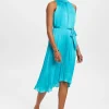Vestido Satinado Midi Plisado Sin Mangas^Esprit Flash Sale