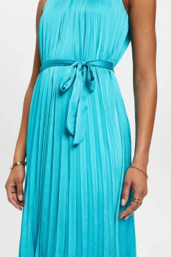 Vestido Satinado Midi Plisado Sin Mangas^Esprit Flash Sale